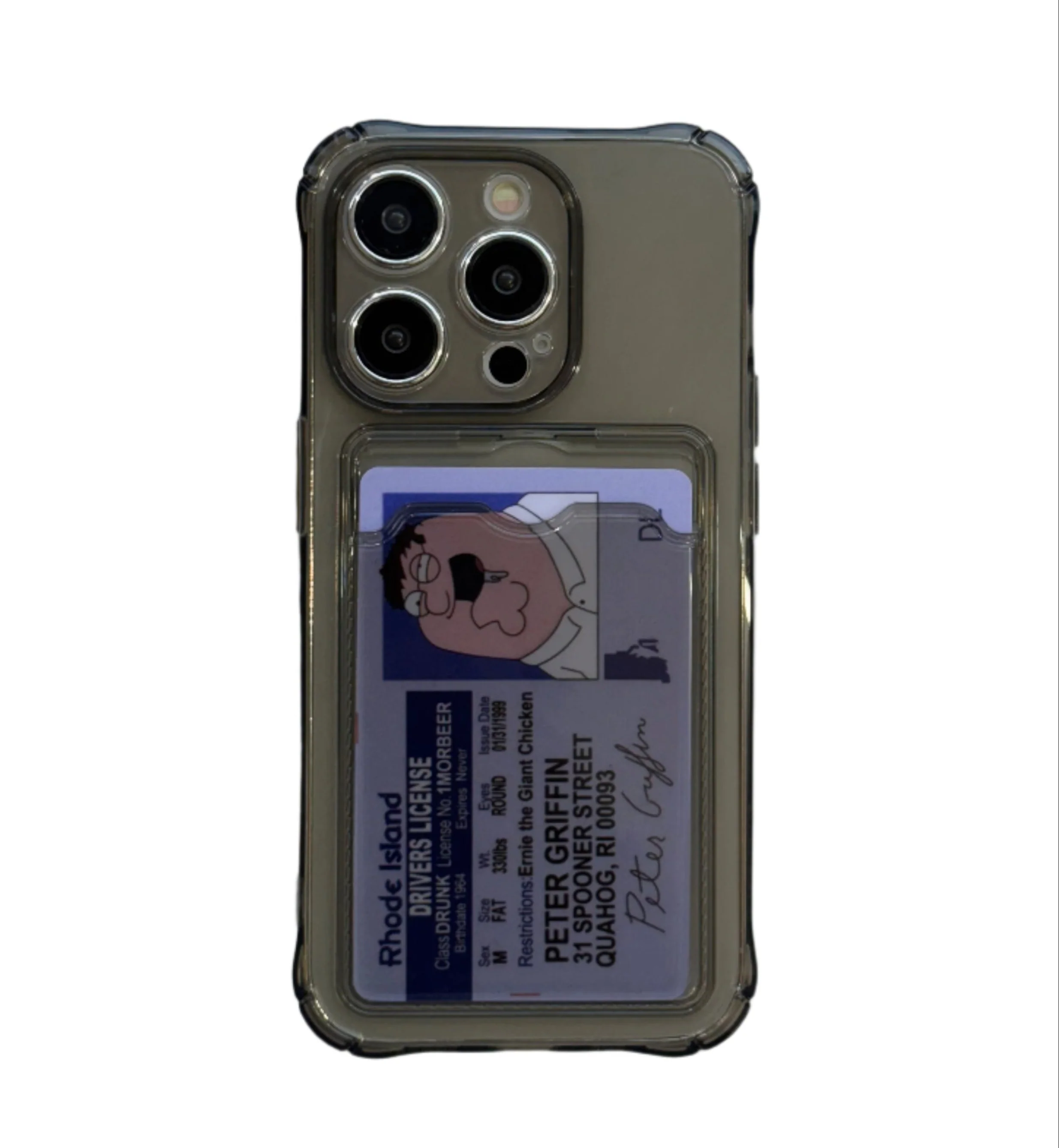 Card Holder Dark Transparent iPhone Cover + Free Peter Griffin PVC Card - Image 5