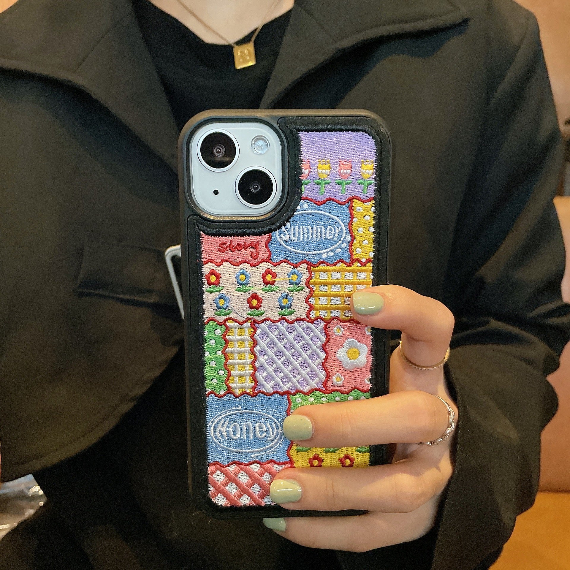 Floral Embroidery iPhone Case - Image 4