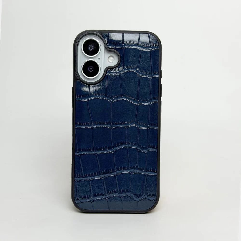 Leather Croco Blue iPhone Case