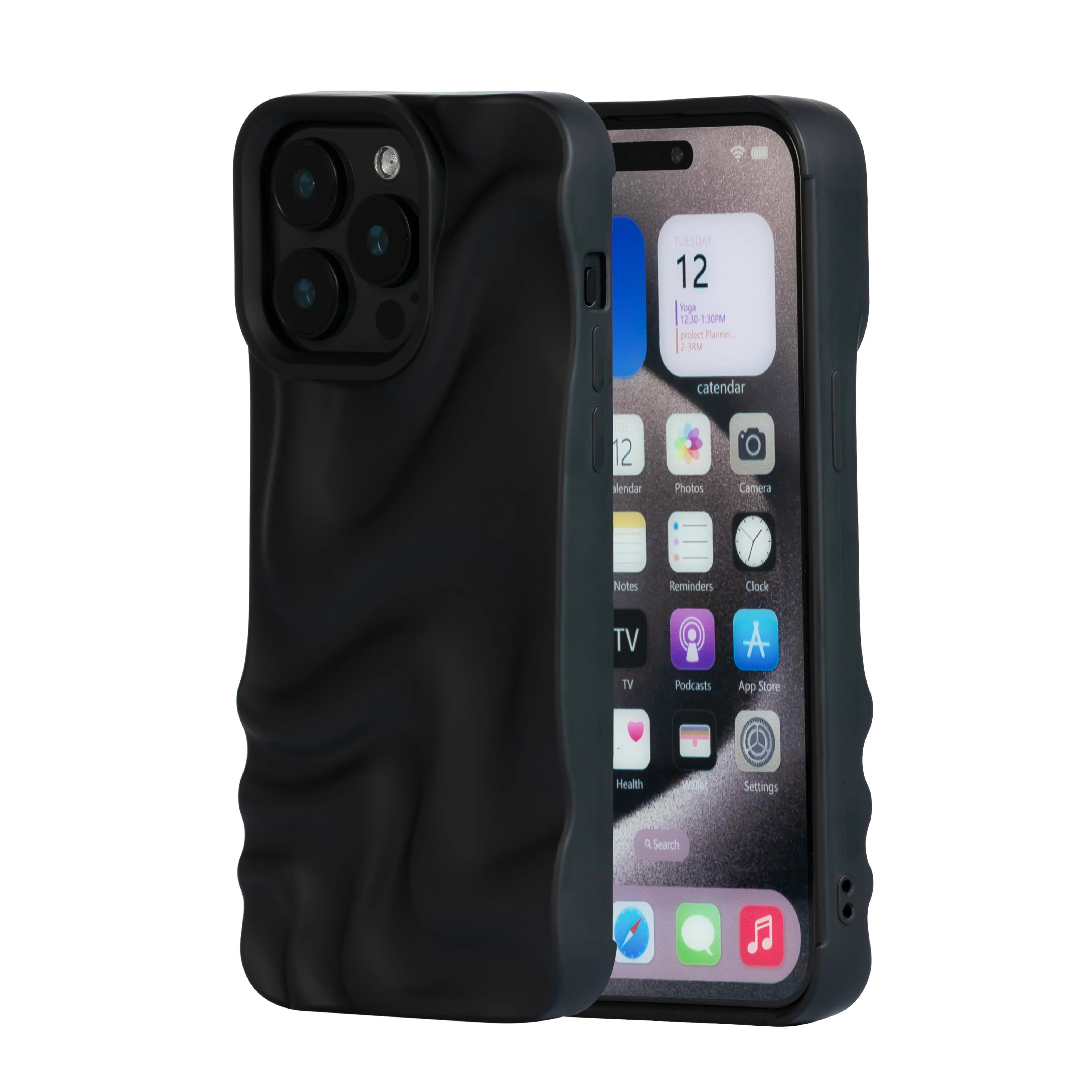Velvet Waves Black iPhone Case - Image 4
